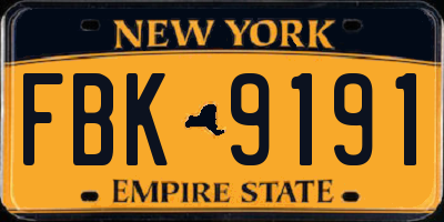 NY license plate FBK9191