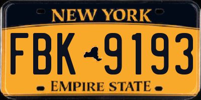 NY license plate FBK9193
