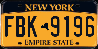 NY license plate FBK9196