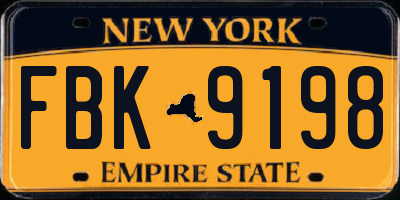 NY license plate FBK9198
