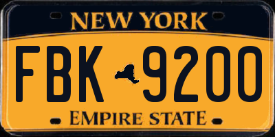 NY license plate FBK9200