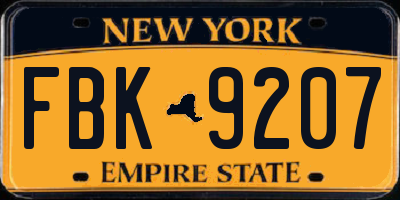 NY license plate FBK9207