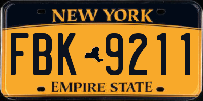 NY license plate FBK9211