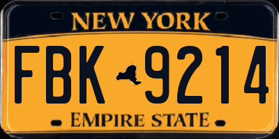 NY license plate FBK9214