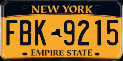 NY license plate FBK9215