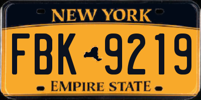 NY license plate FBK9219