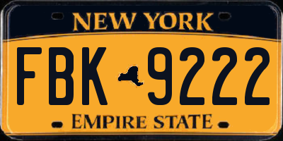 NY license plate FBK9222