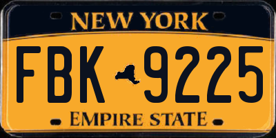NY license plate FBK9225