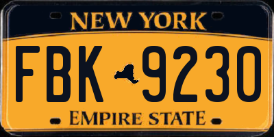 NY license plate FBK9230