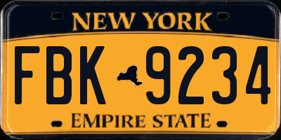 NY license plate FBK9234