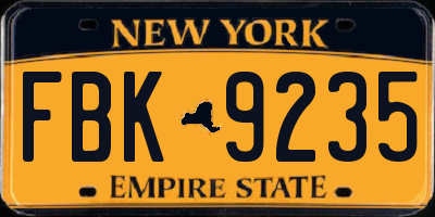 NY license plate FBK9235