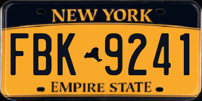 NY license plate FBK9241