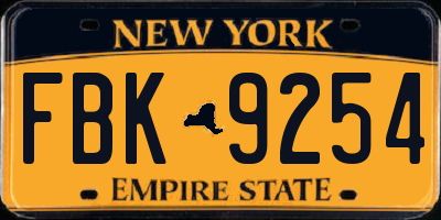 NY license plate FBK9254