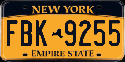 NY license plate FBK9255