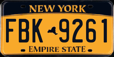NY license plate FBK9261
