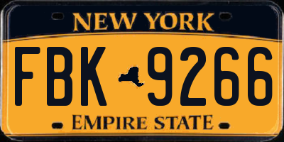 NY license plate FBK9266