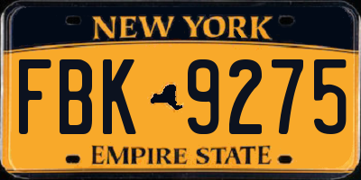 NY license plate FBK9275