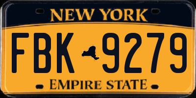 NY license plate FBK9279