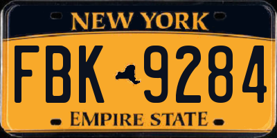 NY license plate FBK9284