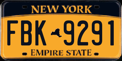 NY license plate FBK9291