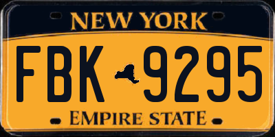 NY license plate FBK9295