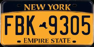 NY license plate FBK9305