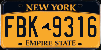 NY license plate FBK9316