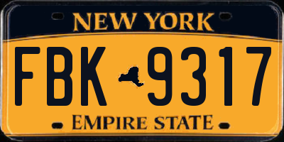 NY license plate FBK9317