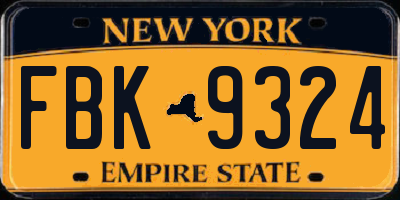 NY license plate FBK9324