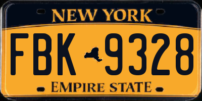 NY license plate FBK9328