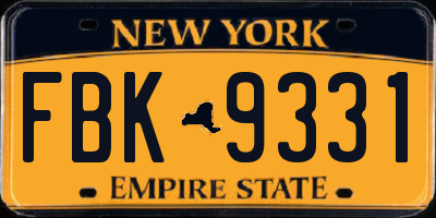 NY license plate FBK9331