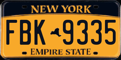 NY license plate FBK9335