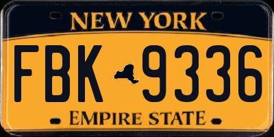 NY license plate FBK9336
