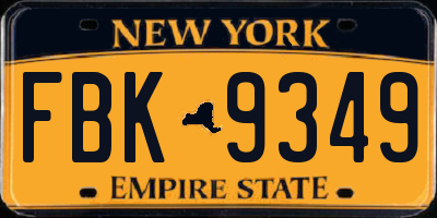 NY license plate FBK9349