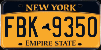 NY license plate FBK9350