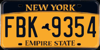 NY license plate FBK9354