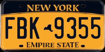 NY license plate FBK9355