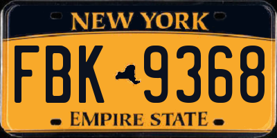 NY license plate FBK9368