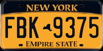 NY license plate FBK9375