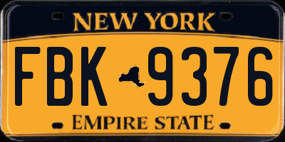 NY license plate FBK9376