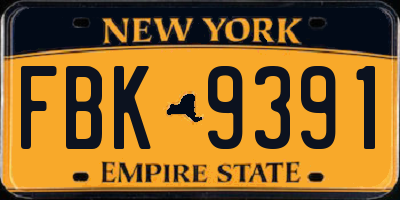 NY license plate FBK9391