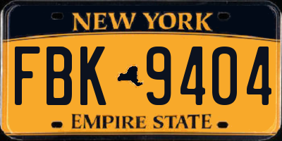 NY license plate FBK9404