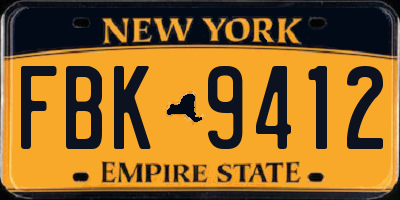 NY license plate FBK9412