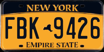 NY license plate FBK9426