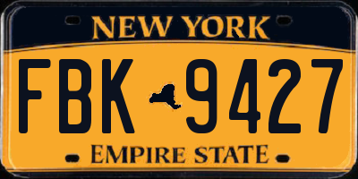 NY license plate FBK9427