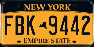 NY license plate FBK9442