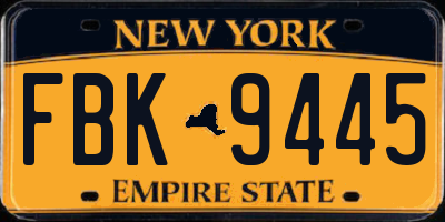 NY license plate FBK9445