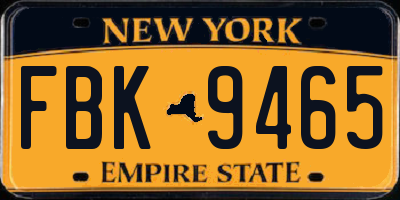NY license plate FBK9465