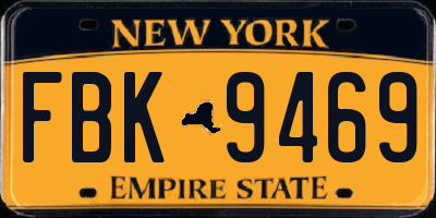 NY license plate FBK9469