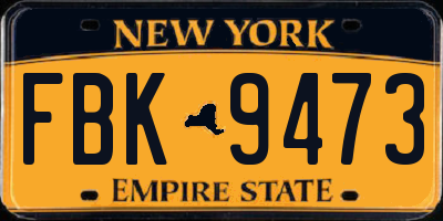 NY license plate FBK9473